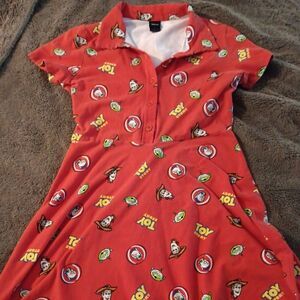Disney Red Toy Story Dress Characters Short Sleeve Collar ladies Medium